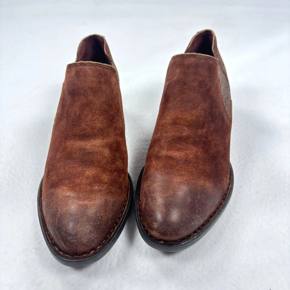 Born Dallia Chelsea Ankle Boots Distressed Size 8M Brown Biker Moto Booties - Picture 4 of 9